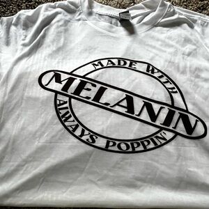 Gildan White Polo Graphic Tee Short Sleeve Melanin Poppin